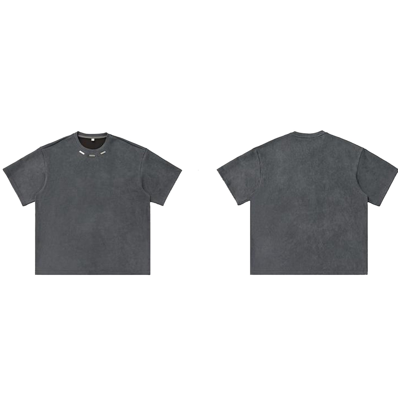 thumbnail image 4 of Camiseta informal holgada para hombre: camiseta de verano con logotipo de acero en el cuello, tejido suave y transpirable, versátil para combinar a diario., 4 of 6